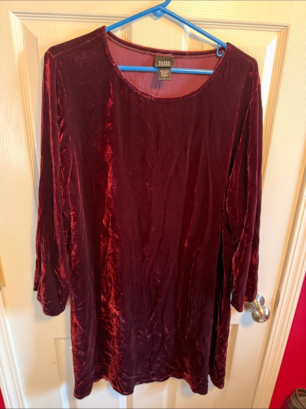Eileen Fisher Velvet dress in Deep Burgundy sz L